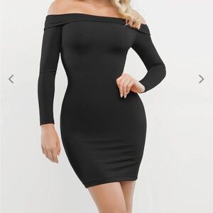 Popilush Elegant Black Off-Shoulder Dress